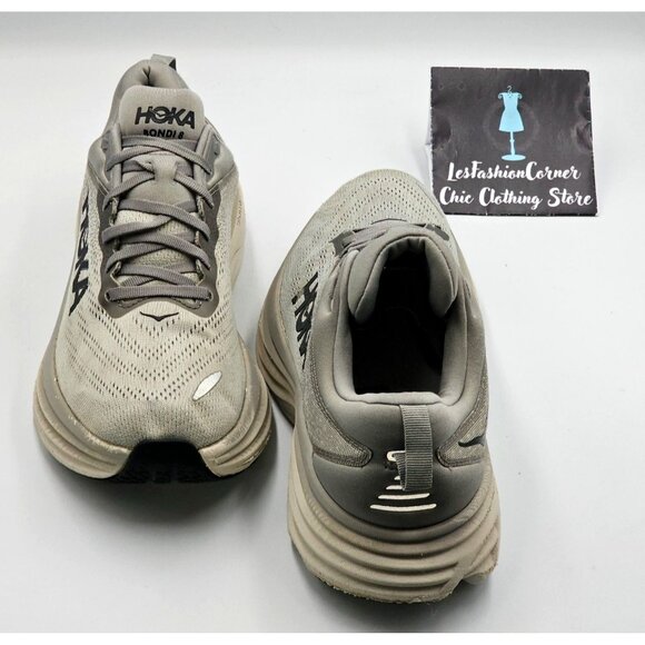 Hoka One One Men's Light Gray  Bondi 8 Athletic Running Shoes Sz 10D 2812 - Picture 15 of 16